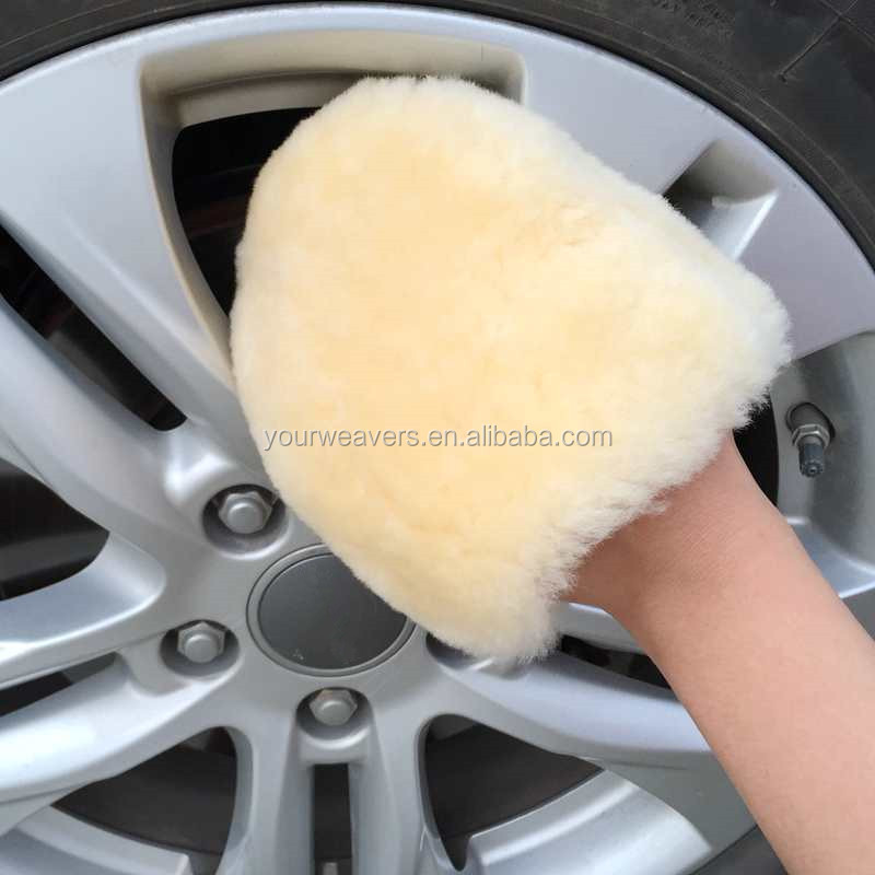 Four Finger Car Wash Pad Sheepskin Wash Mitt Wool Wheel Wash Mitt